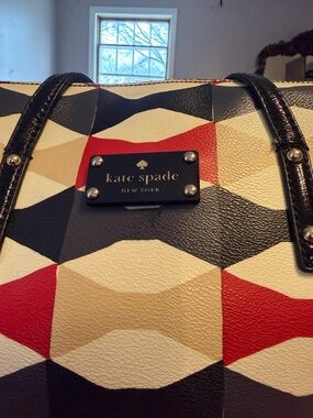 kate spade Black, Red & Cream Geometric Tote